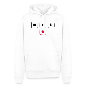 stop play pause rec - Sweat à capuche Premium bio Homme - blanc - Devant - Nico (187cm)
