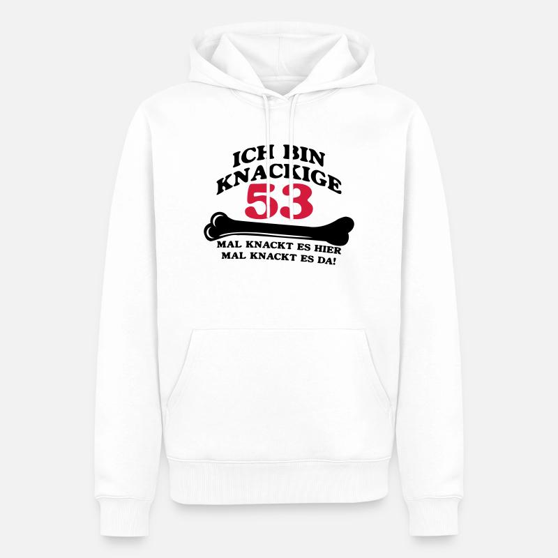 Anniversaire - je suis 53 Crunchy - Sweat à capuche Premium bio Homme - blanc
