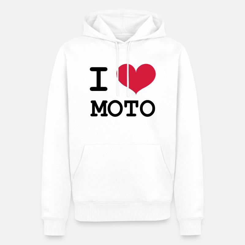 I Love Moto ! - Sweat à capuche Premium bio Homme - blanc
