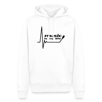 music_is_my_life - Männer Premium Bio Hoodie - Weiß - Vorne - Nico (187cm)