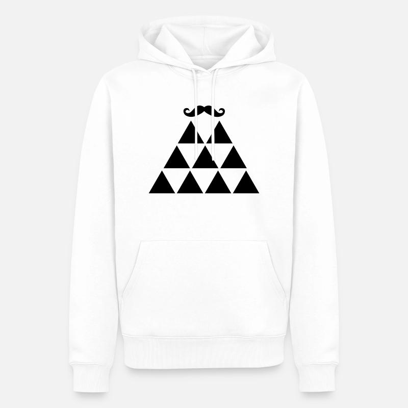 Pyramide Moustache - Sweat à capuche Premium bio Homme - blanc
