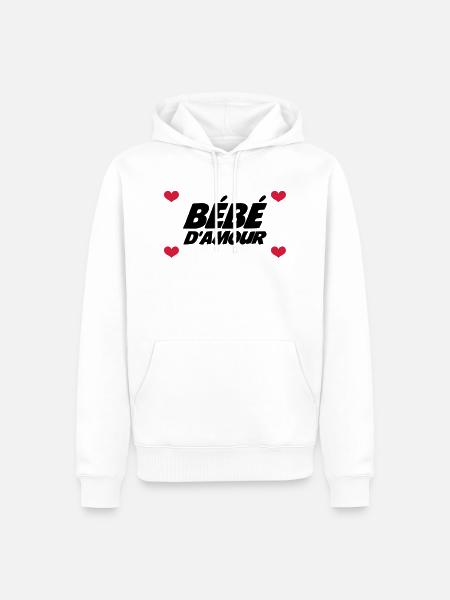 Bébé d'Amour - Sweat à capuche Premium bio Homme - blanc