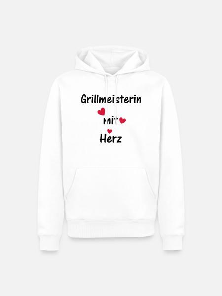 Grillmeisterin mit Herz - Männer Premium Bio Hoodie - Weiß