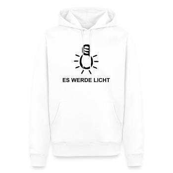 Es werde Licht - Männer Premium Bio Hoodie - Weiß - Vorne - Nico (187cm)