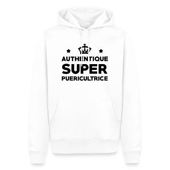 Puériculture / Puéricultrice / Bébé / Maternelle - Sweat à capuche Premium bio Homme - blanc - Devant - Nico (187cm)