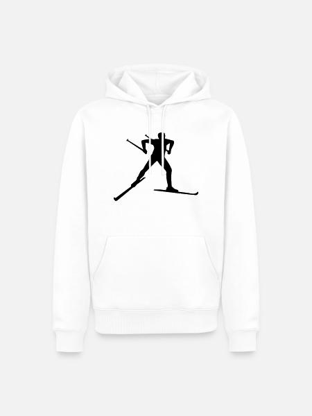 Ski de fond - Sweat à capuche Premium bio Homme - blanc