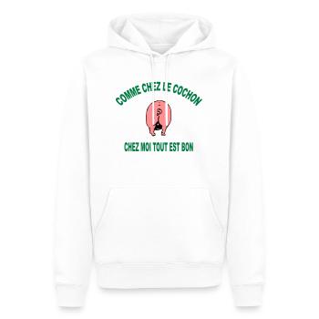 cochon - Sweat à capuche Premium bio Homme - blanc - Devant - Nico (187cm)