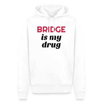 bridge / bridgeur / bridgeuse / cartes - Sweat à capuche Premium bio Homme - blanc - Devant - Nico (187cm)