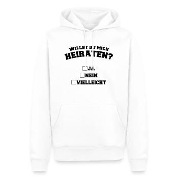 willst_du_mich_heiraten_1 - Männer Premium Bio Hoodie - Weiß - Vorne - Nico (187cm)