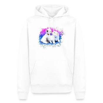Chaton câlin et chiot - Sweat à capuche Premium bio Homme - blanc - Devant - Nico (187cm)