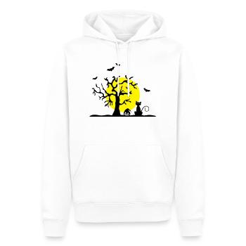 Halloween - Katze und Baum - Männer Premium Bio Hoodie - Weiß - Vorne - Nico (187cm)