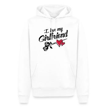 i love my girlfriend - Männer Premium Bio Hoodie - Weiß - Vorne - Nico (187cm)