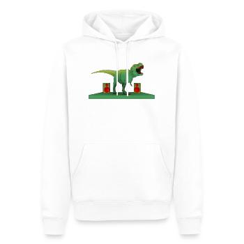 Dinosaurier Tyrannosaurus Rex mit Musikboxen - Männer Premium Bio Hoodie - Weiß - Vorne - Nico (187cm)