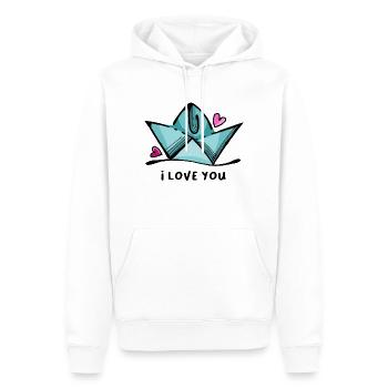 Papierschiff Herzen Urlaub am Meer Spruch Liebe - Männer Premium Bio Hoodie - Weiß - Vorne - Nico (187cm)