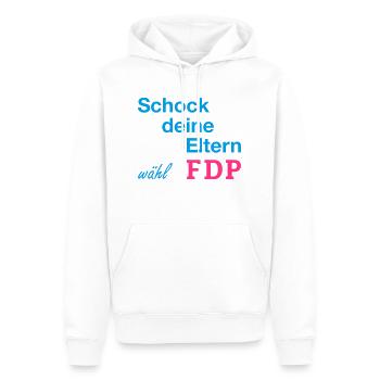 Schock deine Eltern wähl FDP - Männer Premium Bio Hoodie - Weiß - Vorne - Nico (187cm)
