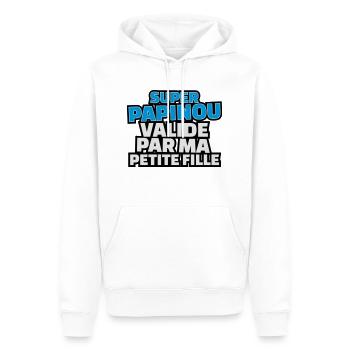 super papinou validé par ma petite fille - Sweat à capuche Premium bio Homme - blanc - Devant - Nico (187cm)