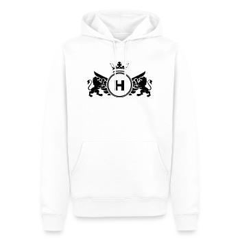 Buchstabe H Wappen - Männer Premium Bio Hoodie - Weiß - Vorne - Nico (187cm)