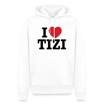 I love Tizi - Sweat à capuche Premium bio Homme - blanc - Devant - Nico (187cm)