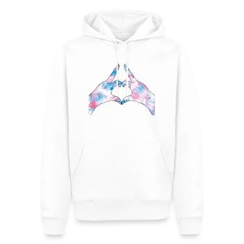 Doigt et coeur - Sweat à capuche Premium bio Homme - blanc - Devant - Nico (187cm)