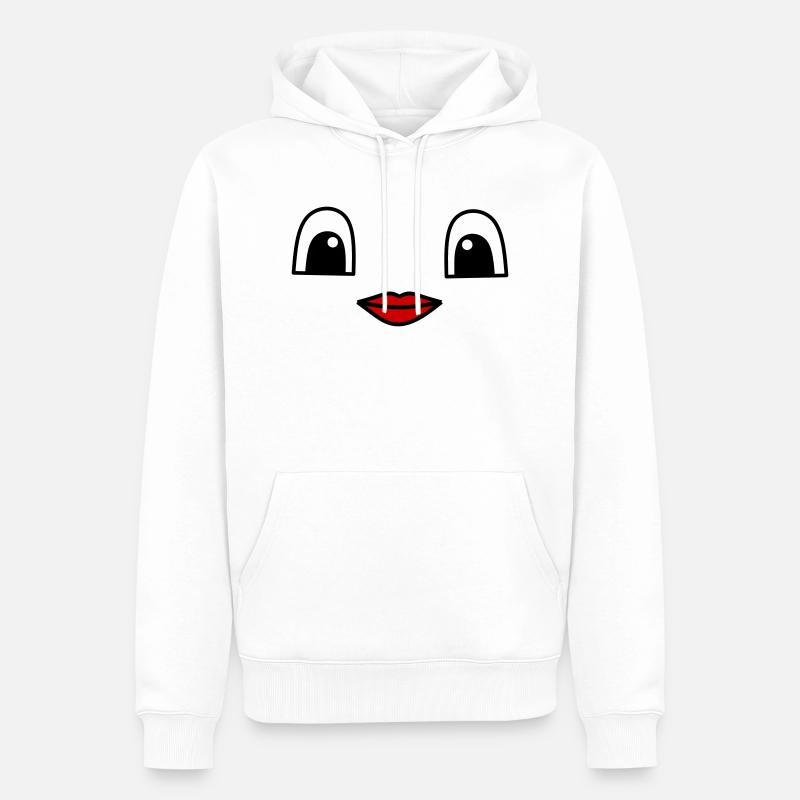 Cute face with red lips - Männer Premium Bio Hoodie - Weiß