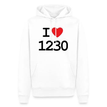 I love 1230 - Ich liebe Liesing Shirt - Männer Premium Bio Hoodie - Weiß - Vorne - Nico (187cm)