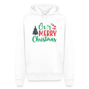 Unser frohes Weihnachtsfest - Weihnachtshumor - Männer Premium Bio Hoodie - Weiß - Vorne - Nico (187cm)