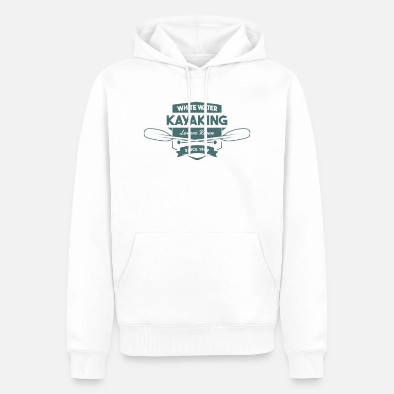 Kayak en eau vive Rivière Lorem - Sweat à capuche Premium bio Homme - blanc