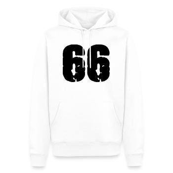 66 Zahl Trikot - Männer Premium Bio Hoodie - Weiß - Vorne - Nico (187cm)