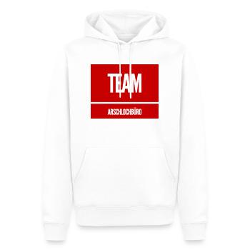 TEAM A-lochbüro. Lustiges T-Shirt für ein Büro : ) - Männer Premium Bio Hoodie - Weiß - Vorne - Nico (187cm)