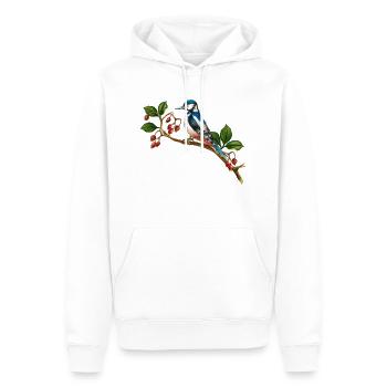 Bunter Vogel - Männer Premium Bio Hoodie - Weiß - Vorne - Nico (187cm)