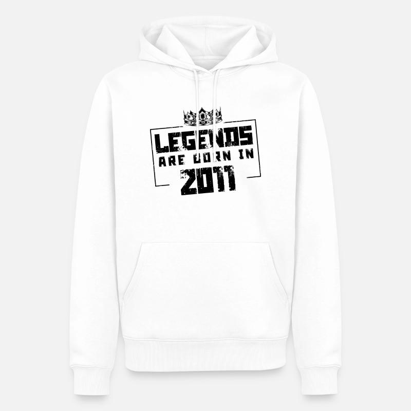 2011 Légendes nées en - Sweat à capuche Premium bio Homme - blanc