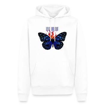 LIVE OR DIE - Männer Premium Bio Hoodie - Weiß - Vorne - Nico (187cm)