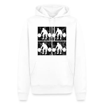 Musculation Bodybuilder GYM Fitnessstudio Retro - Sweat à capuche Premium bio Homme - blanc - Devant - Nico (187cm)
