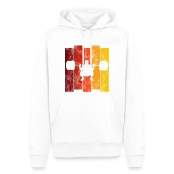 Musculation Bodybuilder GYM Fitnessstudio Retro - Sweat à capuche Premium bio Homme - blanc - Devant - Nico (187cm)