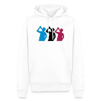 3 Freunde Bier trinken - Männer Premium Bio Hoodie - Weiß - Vorne - Nico (187cm)