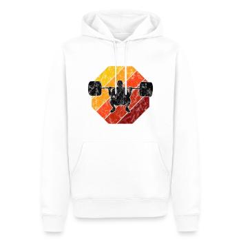 Musculation Bodybuilder GYM Fitnessstudio Retro - Sweat à capuche Premium bio Homme - blanc - Devant - Nico (187cm)