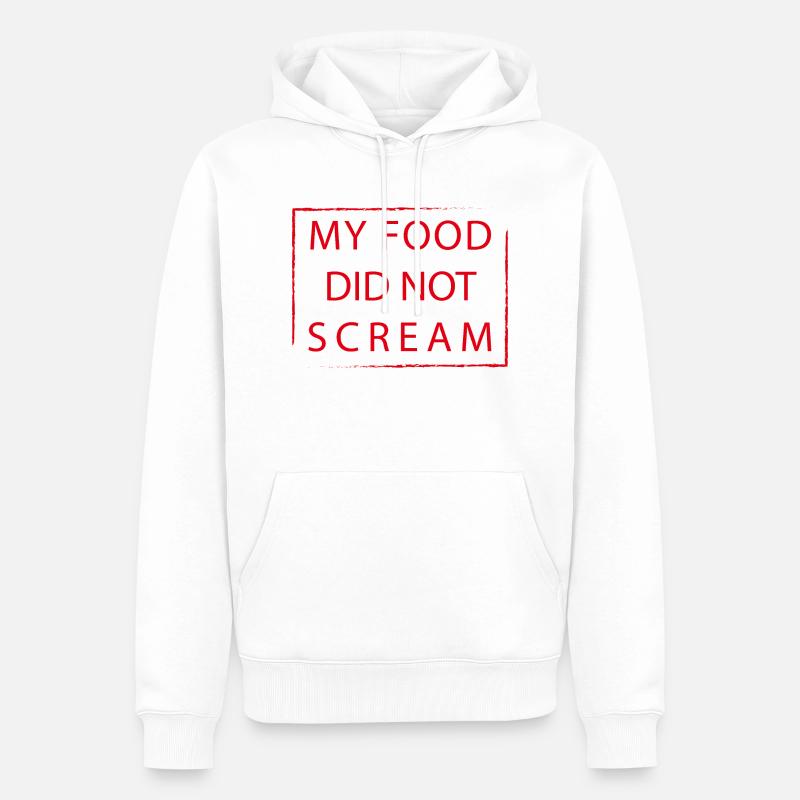 MA NOURRITURE N’A PAS CRIÉ - Sweat à capuche Premium bio Homme - blanc
