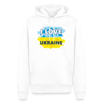 Ich liebe die Ukraine - Männer Premium Bio Hoodie - Weiß - Vorne - Nico (187cm)