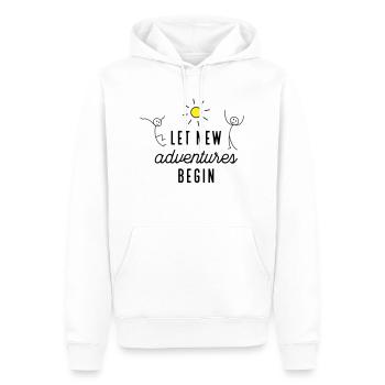 Aventure ou nouveau départ - Sweat à capuche Premium bio Homme - blanc - Devant - Nico (187cm)