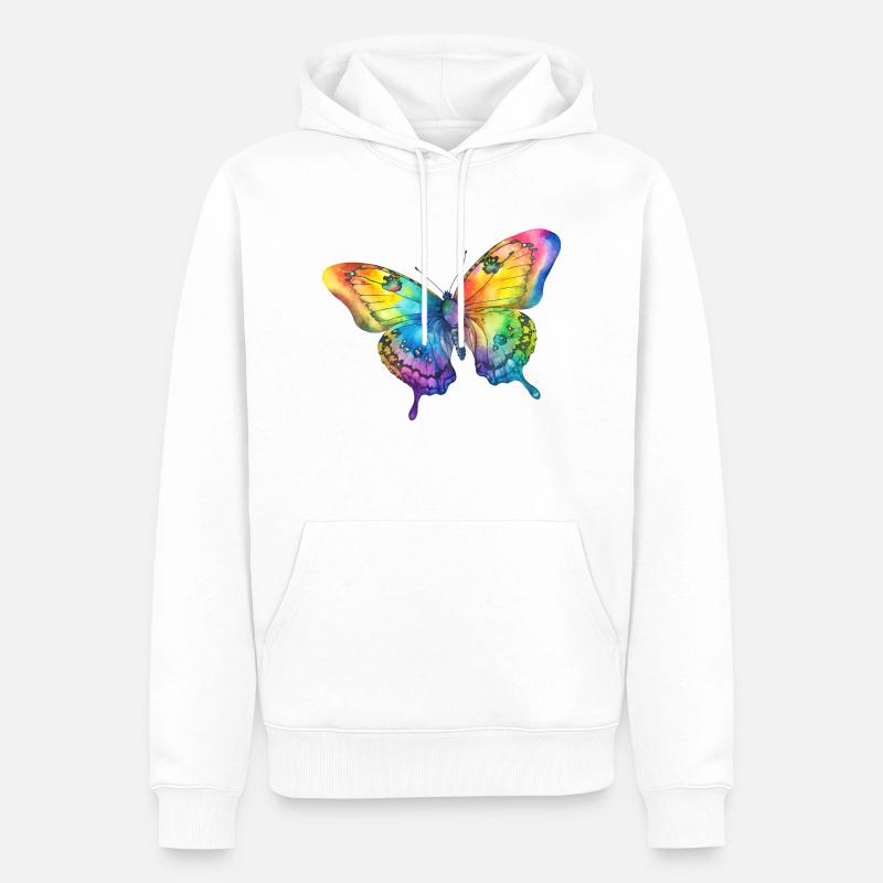Schmetterling Regenbogenfarben - Männer Premium Bio Hoodie - Weiß
