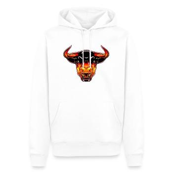 tête de taureau vache noir blanc mignon rouge drôle rancher taureau - Sweat à capuche Premium bio Homme - blanc - Devant - Nico (187cm)