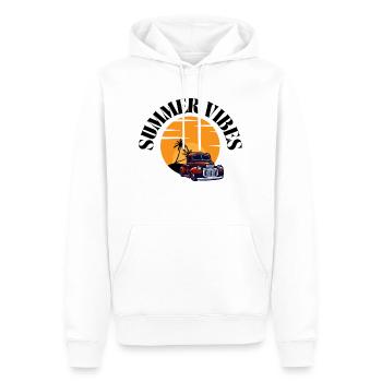 Summer Vibes | Palmen und Me(e)hr - Männer Premium Bio Hoodie - Weiß - Vorne - Nico (187cm)