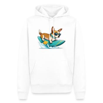 Drôle mignon Corgi Planche de surf Surf Été - Sweat à capuche Premium bio Homme - blanc - Devant - Nico (187cm)