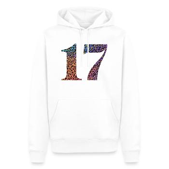 17e anniversaire léopard - Sweat à capuche Premium bio Homme - blanc - Devant - Nico (187cm)