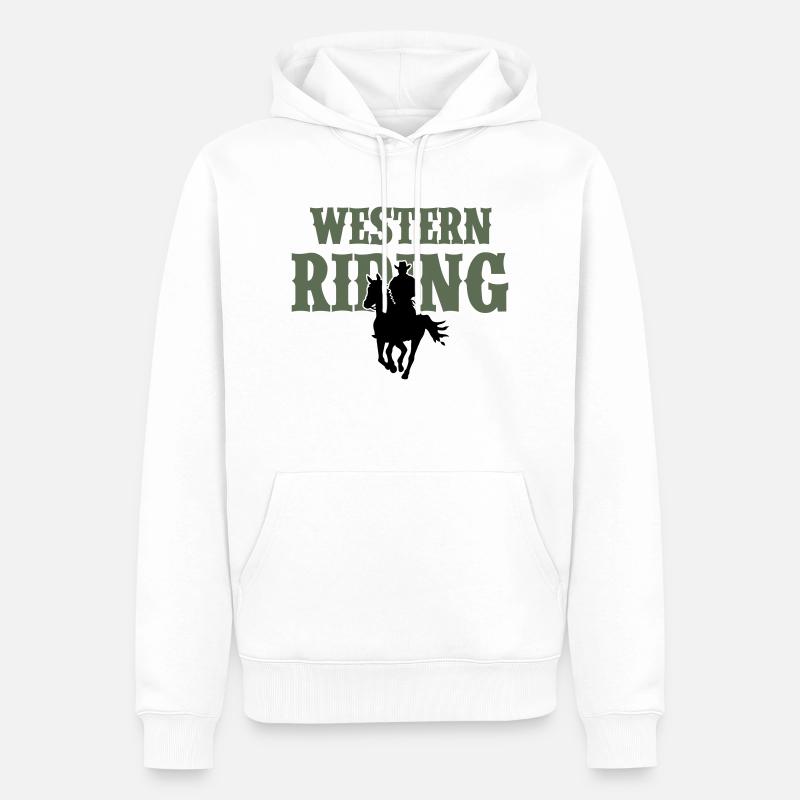 Western Reiten Mann - Männer Premium Bio Hoodie - Weiß