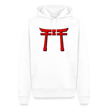Pop Torii Gate: Digitale Freude an der Farbe - Männer Premium Bio Hoodie - Weiß - Vorne - Nico (187cm)