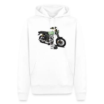 S51 (turquoise) + Bulldog // Illustration - Sweat à capuche Premium bio Homme - blanc - Devant - Nico (187cm)