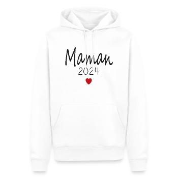 maman - futur mama 2024 - Sweat à capuche Premium bio Homme - blanc - Devant - Nico (187cm)