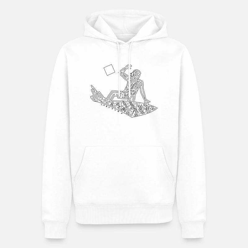 Labyrinthe Surfeur (version noire) - Sweat à capuche Premium bio Homme - blanc