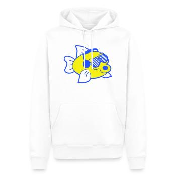 Fête, lait, vache, taureau, ferme, animal, visage, club de musique - Sweat à capuche Premium bio Homme - blanc - Devant - Nico (187cm)